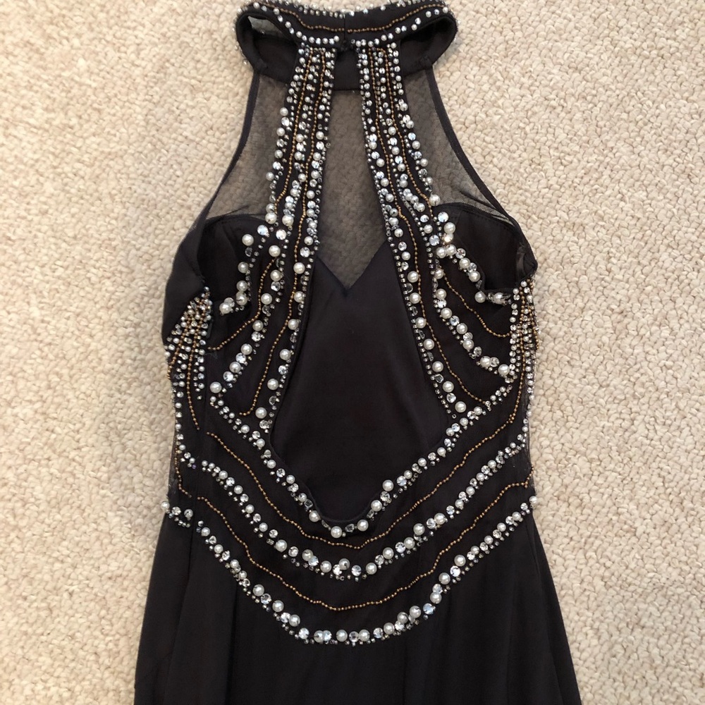 Beaded Dress Black Pearl Trimmed
